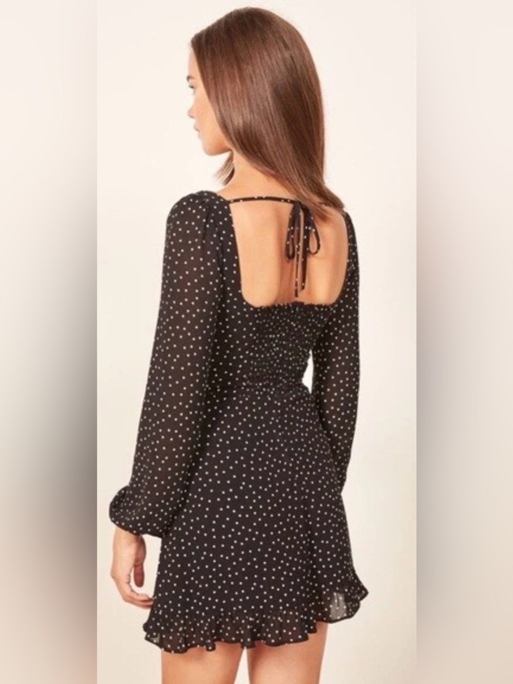 Reformation Bradshaw Mini Dress Selene Black White Polka Dot Size 2 - Picture 2 of 10